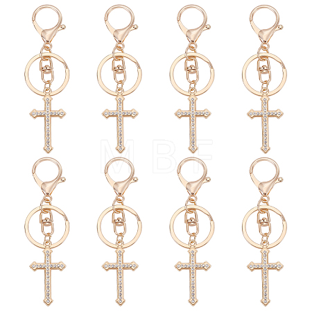 8Pcs Alloy Rhinestone Keychains KEYC-HY0001-41-1