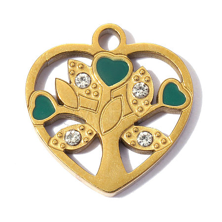 304 Stainless Steel with Green Enamel Charms SA-OY001-92G-1