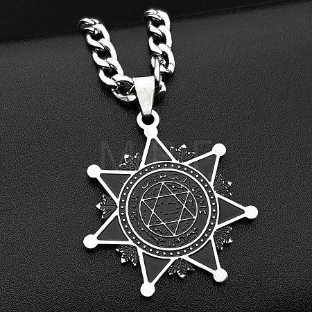 304 Stainless Steel Enamel Black Star Pendant Necklaces for Men WGCD56C-01-1