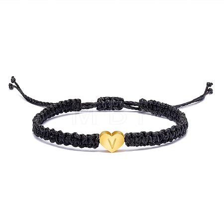 Alloy Heart with Letter Pattern Bead Braided Bead Bracelets FS-WGEB992-22-1