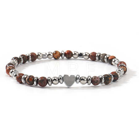 Natural Gemstone Eye Round Beaded Stretch Bracelets EV1340-2-1
