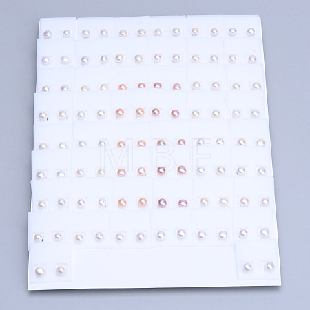 Natural Pearl Ear Studs EJEW-R133-06-1