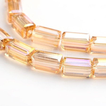 AB Color Plated Faceted Cuboid Electroplate Glass Beads Strands EGLA-F109-A02-1
