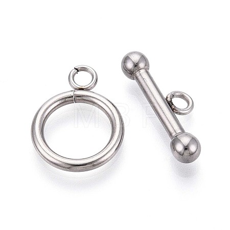 Non-Tarnish 304 Stainless Steel Ring Toggle Clasps STAS-A092-09I-P-1