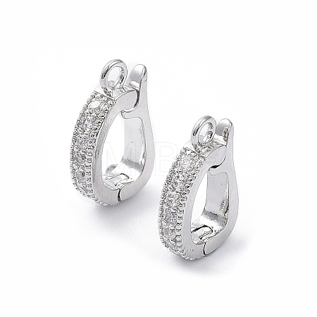 Rack Plating Brass Micro Pave Clear Cubic Zirconia Fold Over Clasps KK-A183-07P-1