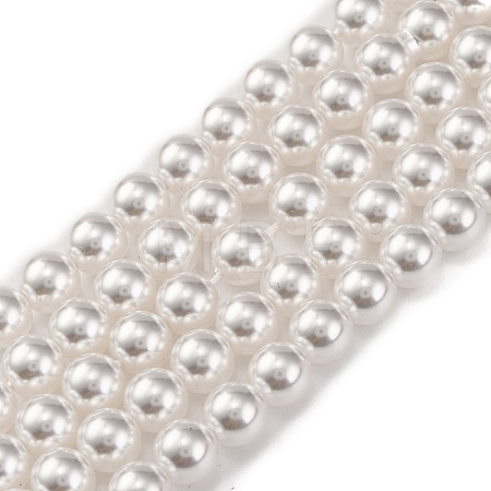 Baking Paint Pearlized Glass Pearl Round Bead Strands PEAR-H019-02B-04-1