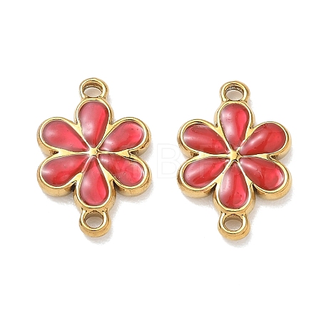 304 Stainless Steel Enamel Flower Links Connector Charms STAS-K330-16G-02-1