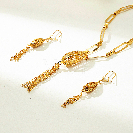Iron Teardrop Tassels Earrings & Pendant Necklaces Set for Women AK6196-1