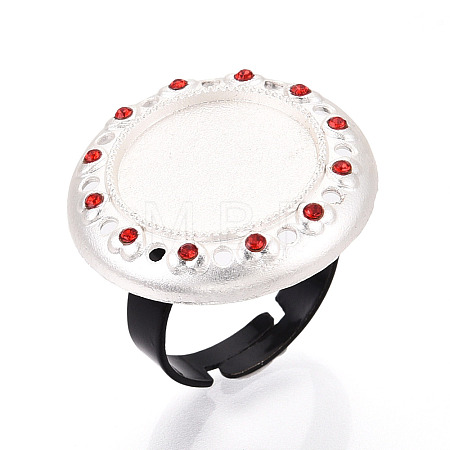 Adjustable Alloy & Iron & Rhinestone Bezel Cup Ring Base with Rotatable Tray MAK-T012-10S-1