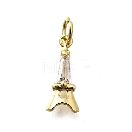 Brass Micro Pave Cubic Zirconia Charms X-KK-P295-45G-1