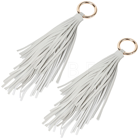 2Pcs PU Leather Tassel Pendant Keychains FIND-CL0002-41C-1