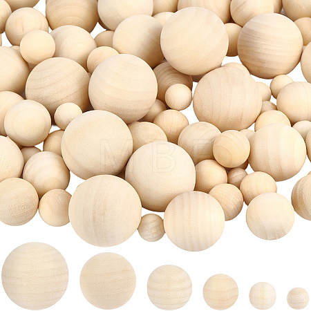 110Pcs Wooden Round Ball WOOD-PA0001-85-1