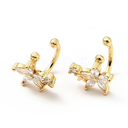 Clear Cubic Zirconia Flower Cuff Earrings EJEW-G295-10G-1