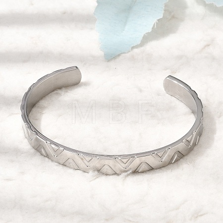 304 Stainless Steel Cuff Bangles for Women Men BJEW-H644-05P-1