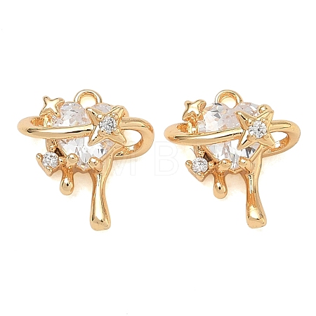Brass Micro Pave Clear Cubic Zirconia Charms CU-CBAB0CF-21G-1