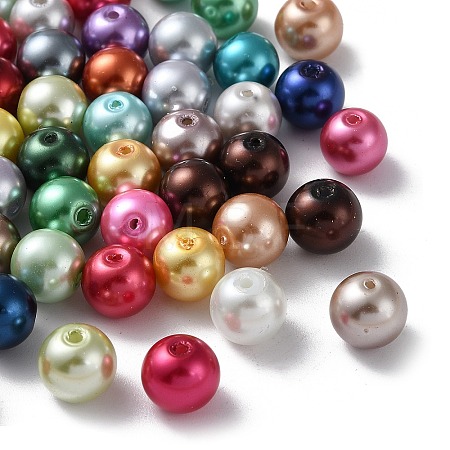 Baking Paint Pearlized Glass Pearl Round Bead Strands HY-Q004-10mm-M-1
