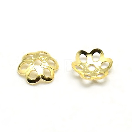 6-Petal Brass Tiny Flower Bead Caps KK-O043-05G-1