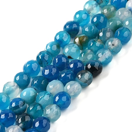 Natural Striped Agate/Banded Agate Beads Strands G-A246-8mm-07-1