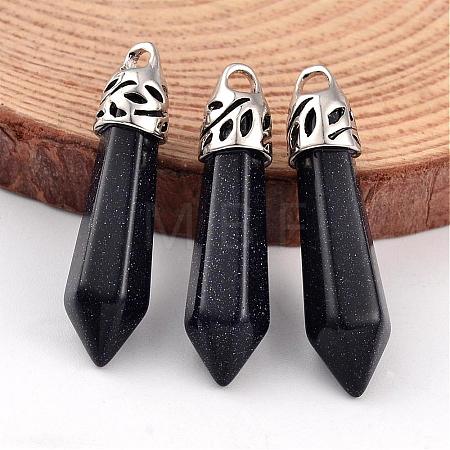 Bullet Synthetic Blue Goldstone Pointed Pendants G-E332-C21-1
