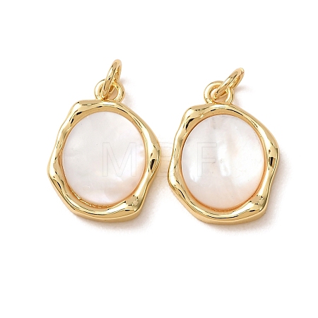 Brass & Natural White Shell Pendants SH-CBA2F11-19A-G-1