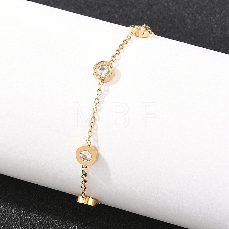 304 Stainless Steel Pave Rhinestone Link Bracelets SA-D001-04B-G-1
