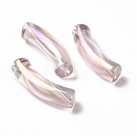 UV Plating Transparent Rainbow Iridescent Acrylic Beads OACR-A016-01L-1