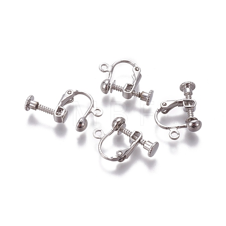 Rack Plated Brass Screw Clip-on Earring Findings X-KK-P169-04P-1