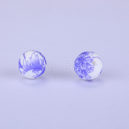 Printed Round Silicone Focal Beads SI-JX0056A-35-1