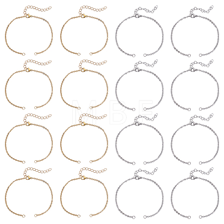 32Pcs 2 Colors 304 Stainless Steel Cable Chain Bracelet Making MAK-ME0001-11-1