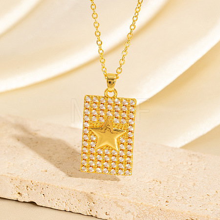 Brass Micro Pave Clear Cubic Zirconia Dog Tag Pendant Necklaces WG1450D-01-1
