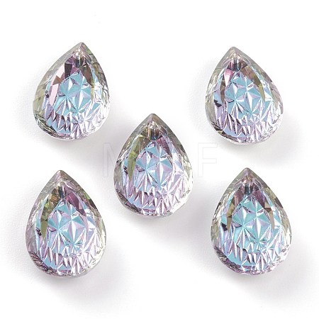 Embossed Glass Rhinestone Pendants GLAA-J101-05B-001VL-1