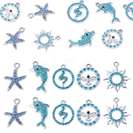 10Pcs 5 Styles Alloy Pendants FIND-TADJ0001-26C-1