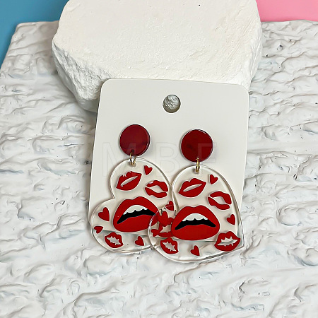 Printed Acrylic & Stud Dangle Earrings WG0012F-03-1