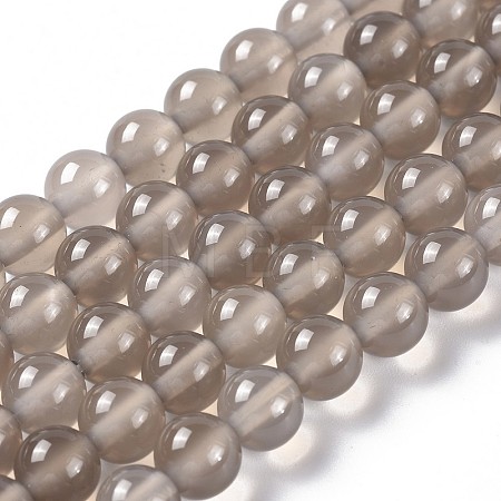 Natural Gray Agate Bead Strands X-G-R193-12-6mm-1