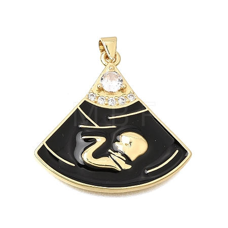 Brass Micro Pave Clear Cubic Zirconia Pendants CU-CBAE7DF-03G-1