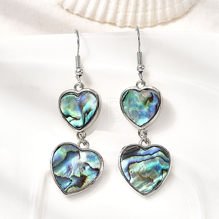 Brass Natural Abalone Shell Dangle Earrings EJEW-F388-01B-P-1