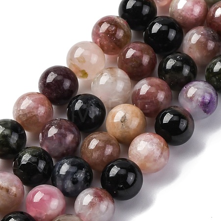 Natural Multicolor Tourmaline Beads Strands G-L608-B01-02-1