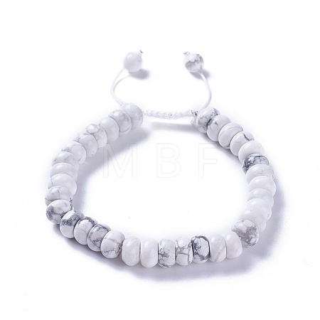 Adjustable Natural Howlite Braided Bead Bracelets BJEW-F369-A08-1