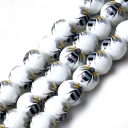 Printed & Spray Painted Glass Beads GLAA-S047-01A-1