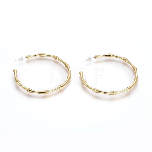 Semicircular Brass Stud Earrings EJEW-E196-15G-1