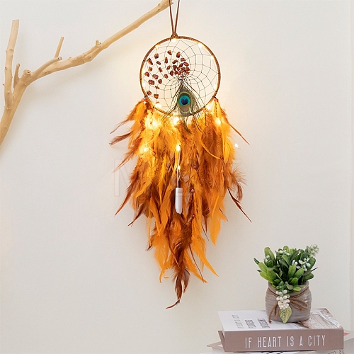 Woven Web/Net with Feather Wall Hanging Decorations PW-WG69688-02-1