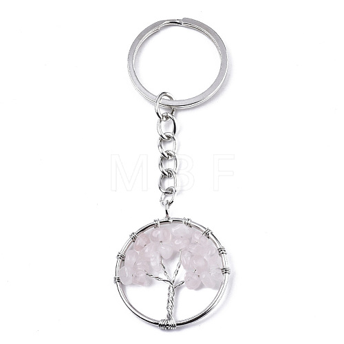 Natural Rose Quartz Chips Chakra Keychain G-N0326-003G-1