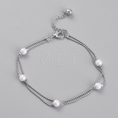 Brass Ball Chain Multi-Strand Anklets AJEW-B005-19P-1