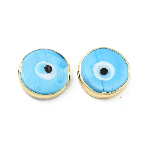 Rack Plating Handmade Evil Eye Lampwork Beads KK-F838-02F-G-1