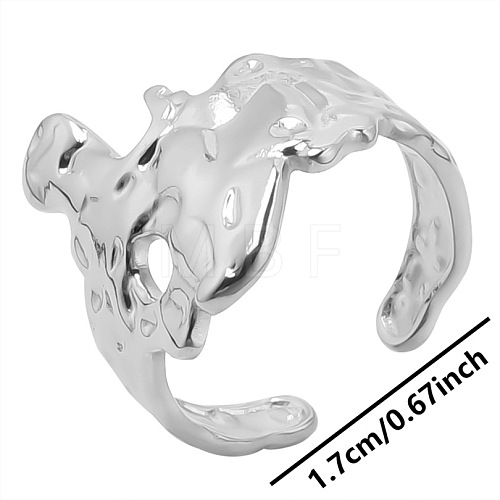 Irregular 304 Stainless Steel Cuff Rings KI8904-1-1