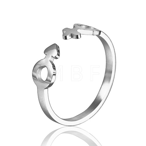 Stylish Adjustable Stainless Steel Gender Symbol Cuff Rings for Women CD3807-9-1