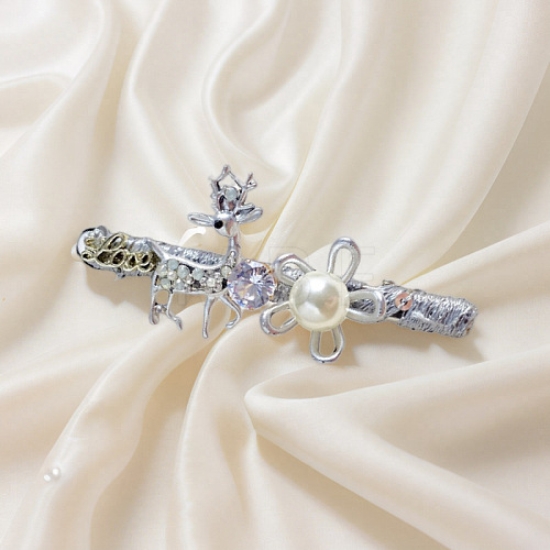 Alligator Hair Clips with Imitation Pearls PW-WG949BD-02-1