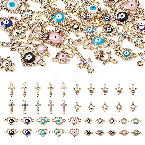 40Pcs 20 Styles Evil Eye Zinc Alloy Enamel Connector Charms ENAM-TA0001-37-1