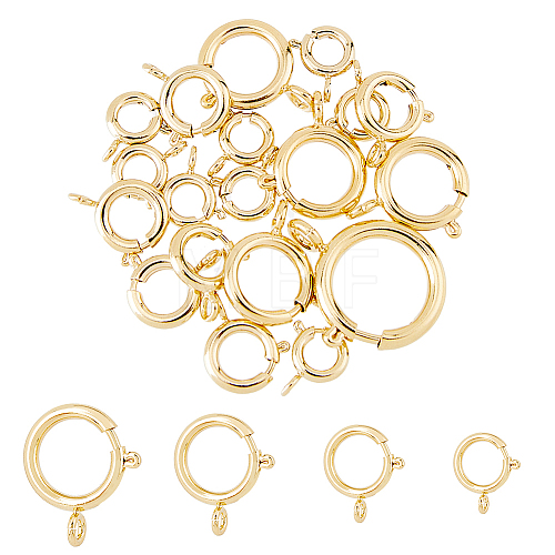 20Pcs 4 Sizes Eco-friendly Brass Spring Ring Clasps KK-FH0005-51-1
