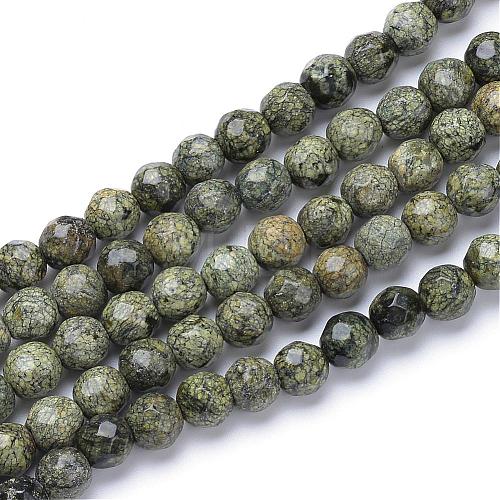 Natural Serpentine/Green Lace Stone Bead Strands G-R411-11-6mm-1